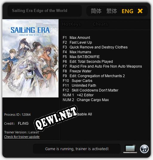 Трейнер для Sailing Era Edge of the World [v1.0.2]