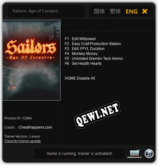 Sailors: Age of Corsairs: Трейнер +6 [v1.1]