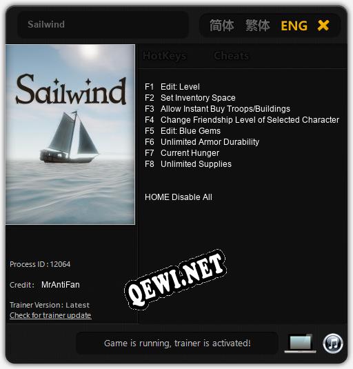 Sailwind: ТРЕЙНЕР И ЧИТЫ (V1.0.44)