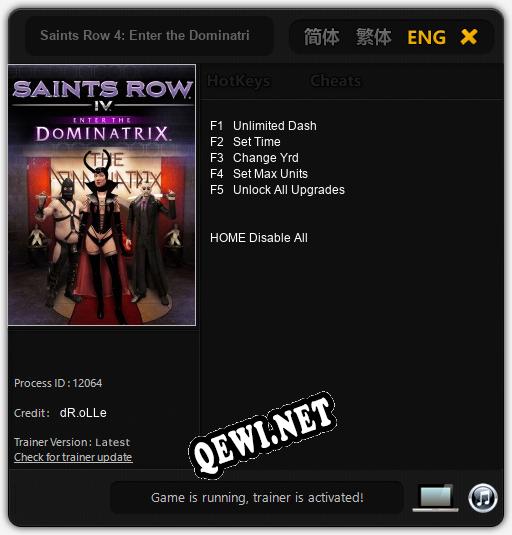Saints Row 4: Enter the Dominatrix: Трейнер +5 [v1.8]