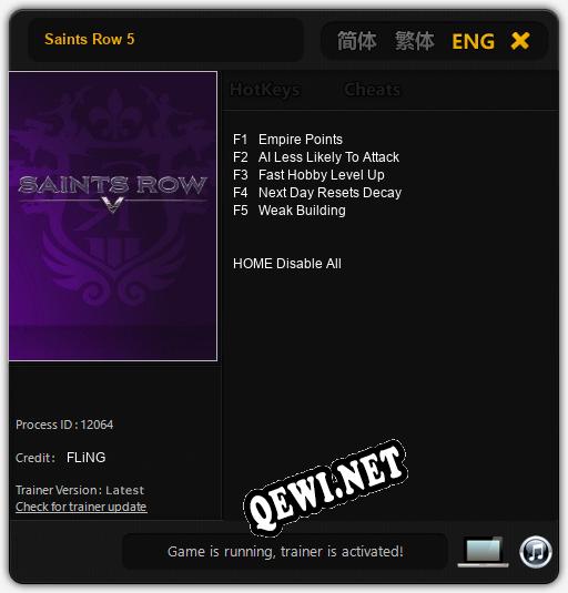 Saints Row 5: ТРЕЙНЕР И ЧИТЫ (V1.0.58)