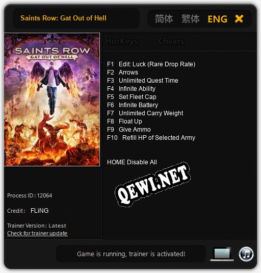 Трейнер для Saints Row: Gat Out of Hell [v1.0.4]