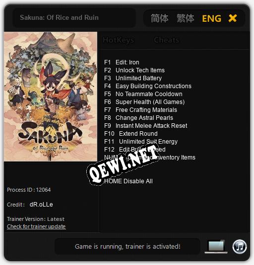 Sakuna: Of Rice and Ruin: ТРЕЙНЕР И ЧИТЫ (V1.0.20)