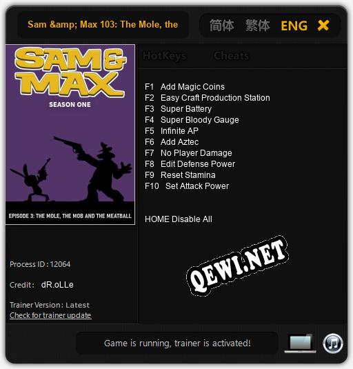 Sam & Max 103: The Mole, the Mob and the Meatball: Трейнер +10 [v1.7]