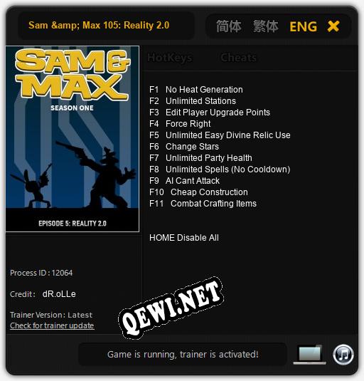 Sam & Max 105: Reality 2.0: Читы, Трейнер +11 [dR.oLLe]
