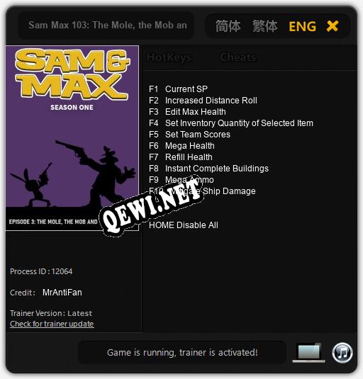 Трейнер для Sam Max 103: The Mole, the Mob and the Meatball [v1.0.1]