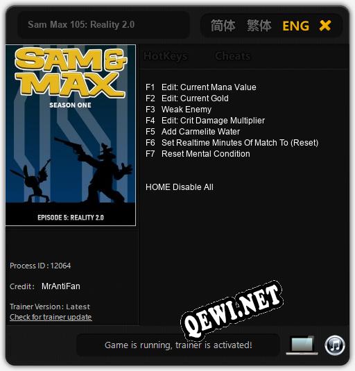 Sam Max 105: Reality 2.0: Трейнер +7 [v1.2]