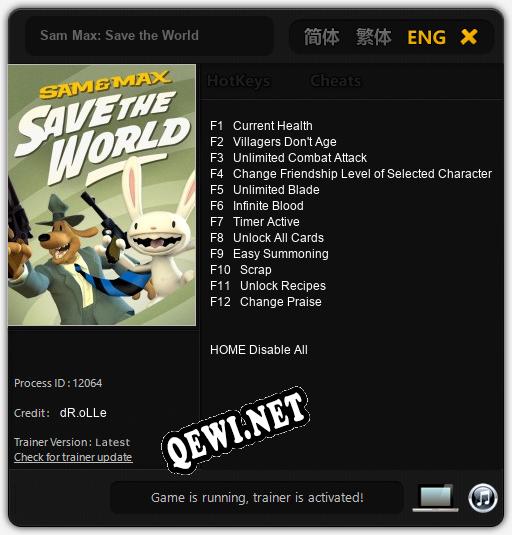 Sam Max: Save the World: ТРЕЙНЕР И ЧИТЫ (V1.0.49)