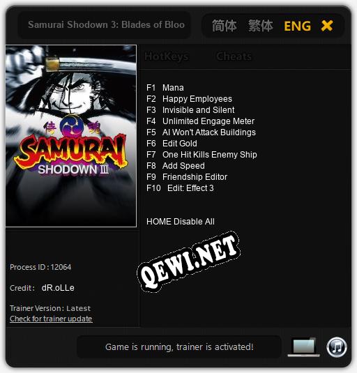Samurai Shodown 3: Blades of Blood: Читы, Трейнер +10 [dR.oLLe]