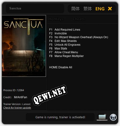 Трейнер для Sanctua [v1.0.6]