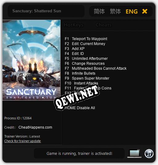 Sanctuary: Shattered Sun: Читы, Трейнер +12 [CheatHappens.com]