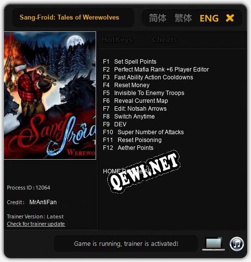 Трейнер для Sang-Froid: Tales of Werewolves [v1.0.4]