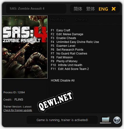SAS: Zombie Assault 4: Читы, Трейнер +11 [FLiNG]