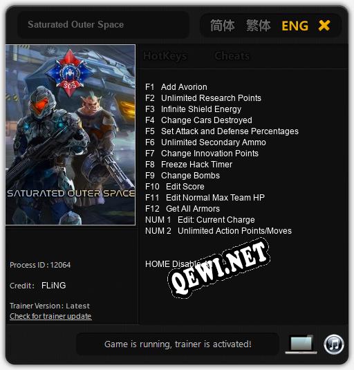Трейнер для Saturated Outer Space [v1.0.7]