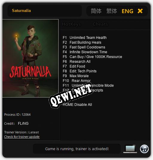 Saturnalia: ТРЕЙНЕР И ЧИТЫ (V1.0.49)