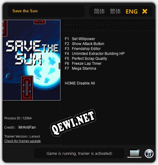 Трейнер для Save the Sun [v1.0.4]