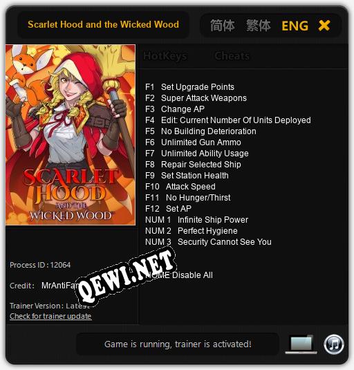 Трейнер для Scarlet Hood and the Wicked Wood [v1.0.2]