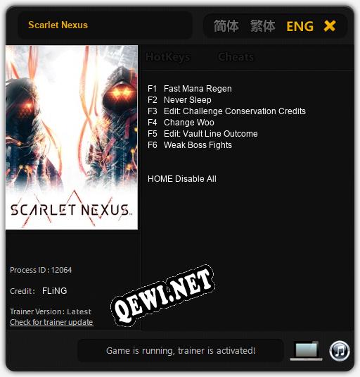 Трейнер для Scarlet Nexus [v1.0.1]