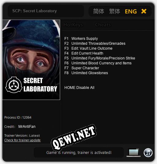 SCP: Secret Laboratory: Трейнер +8 [v1.9]
