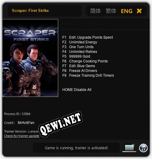 Трейнер для Scraper: First Strike [v1.0.1]