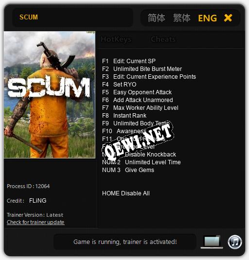Трейнер для SCUM [v1.0.8]