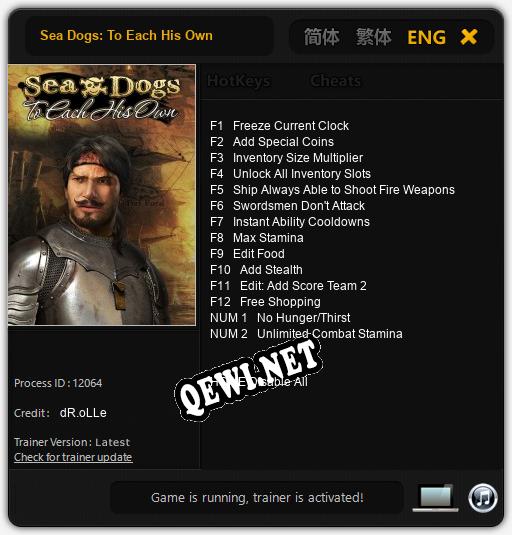 Трейнер для Sea Dogs: To Each His Own [v1.0.8]