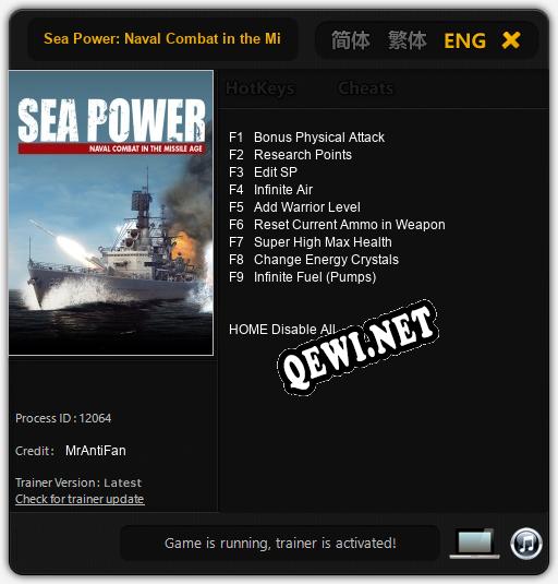 Sea Power: Naval Combat in the Missile Age: Трейнер +9 [v1.8]