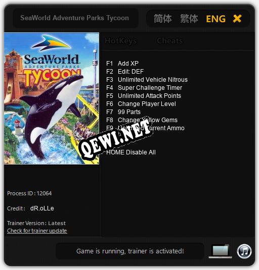 Трейнер для SeaWorld Adventure Parks Tycoon [v1.0.7]