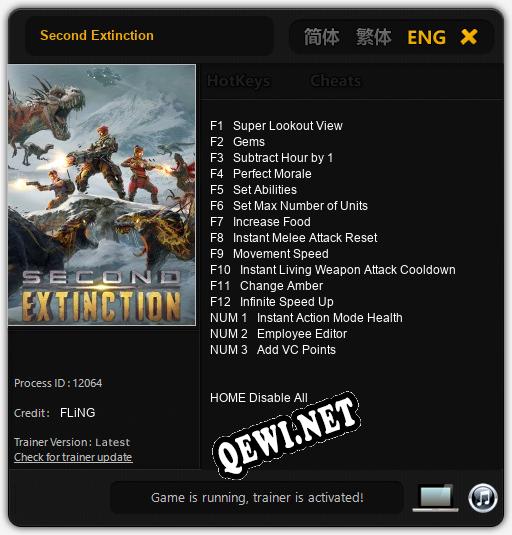 Трейнер для Second Extinction [v1.0.3]