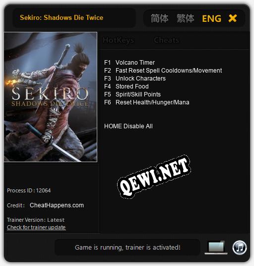 Sekiro: Shadows Die Twice: Читы, Трейнер +6 [CheatHappens.com]
