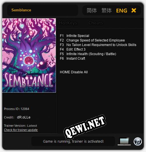 Semblance: Трейнер +6 [v1.3]