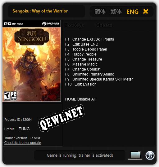 Sengoku: Way of the Warrior: Трейнер +10 [v1.3]