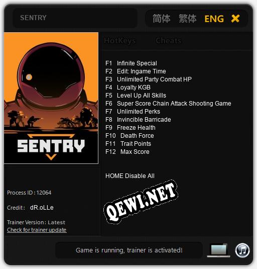 SENTRY: Читы, Трейнер +12 [dR.oLLe]