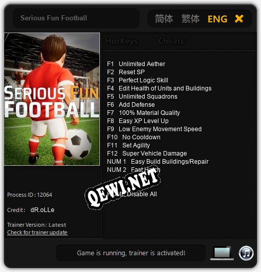 Serious Fun Football: Читы, Трейнер +14 [dR.oLLe]