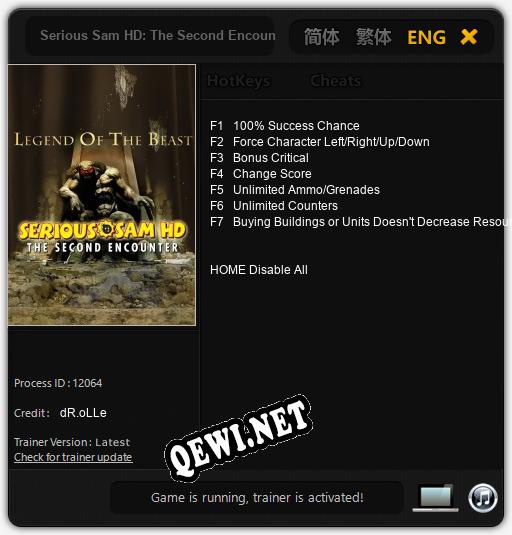 Serious Sam HD: The Second Encounter Legend of the Beast: Читы, Трейнер +7 [dR.oLLe]
