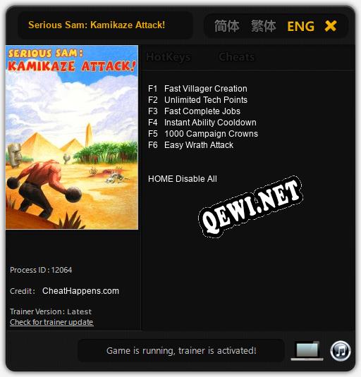 Трейнер для Serious Sam: Kamikaze Attack! [v1.0.7]