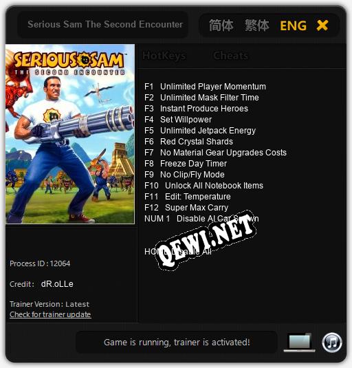 Трейнер для Serious Sam The Second Encounter [v1.0.7]