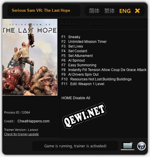 Serious Sam VR: The Last Hope: Читы, Трейнер +11 [CheatHappens.com]