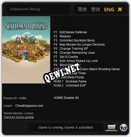 Settlements Rising: ТРЕЙНЕР И ЧИТЫ (V1.0.41)