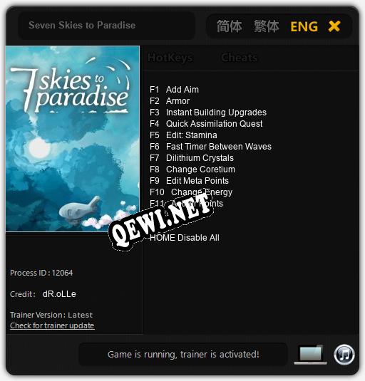 Seven Skies to Paradise: Трейнер +11 [v1.2]