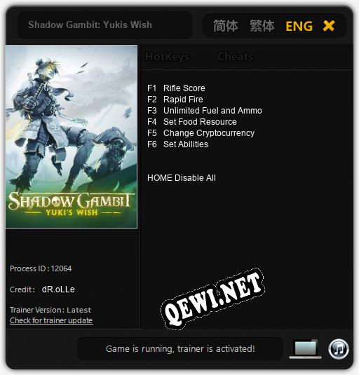 Shadow Gambit: Yukis Wish: Трейнер +6 [v1.7]
