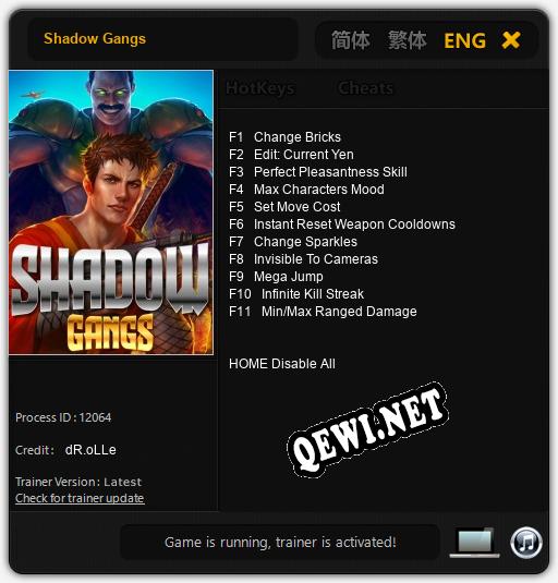 Shadow Gangs: ТРЕЙНЕР И ЧИТЫ (V1.0.56)