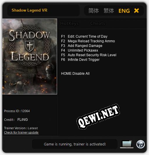 Трейнер для Shadow Legend VR [v1.0.2]