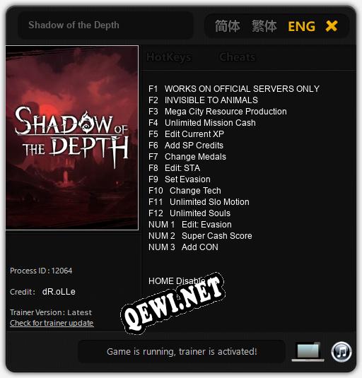Shadow of the Depth: Трейнер +15 [v1.4]