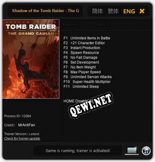 Shadow of the Tomb Raider - The Grand Caiman: ТРЕЙНЕР И ЧИТЫ (V1.0.97)