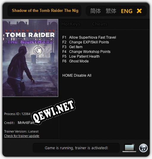 Shadow of the Tomb Raider The Nightmare: ТРЕЙНЕР И ЧИТЫ (V1.0.75)
