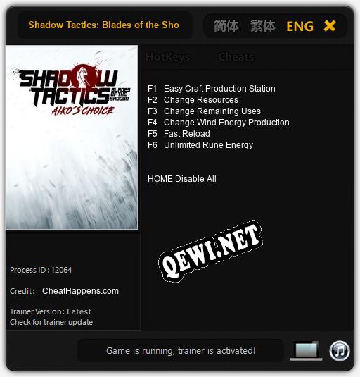 Трейнер для Shadow Tactics: Blades of the Shogun Aikos Choice [v1.0.1]