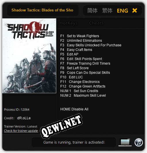 Shadow Tactics: Blades of the Shogun: ТРЕЙНЕР И ЧИТЫ (V1.0.6)
