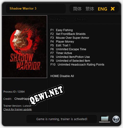 Shadow Warrior 3: Читы, Трейнер +10 [CheatHappens.com]