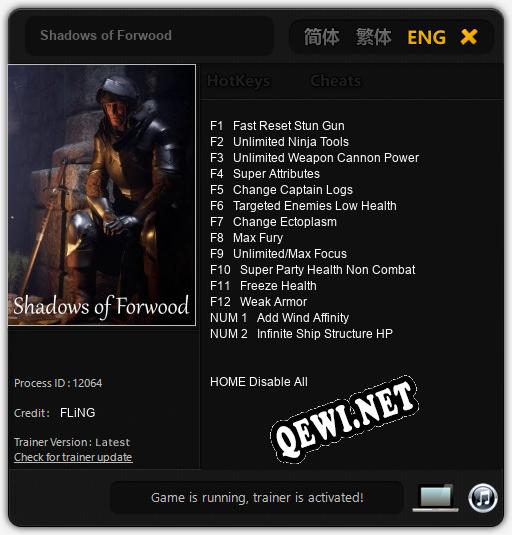 Shadows of Forwood: ТРЕЙНЕР И ЧИТЫ (V1.0.41)